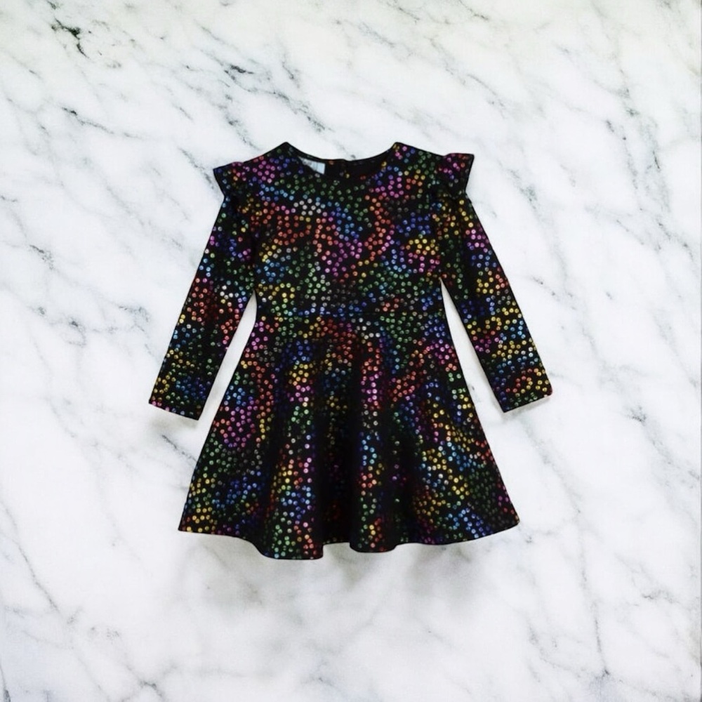 Pippa & Julie Metallic Multicolor Dotted Kids Formal Dress